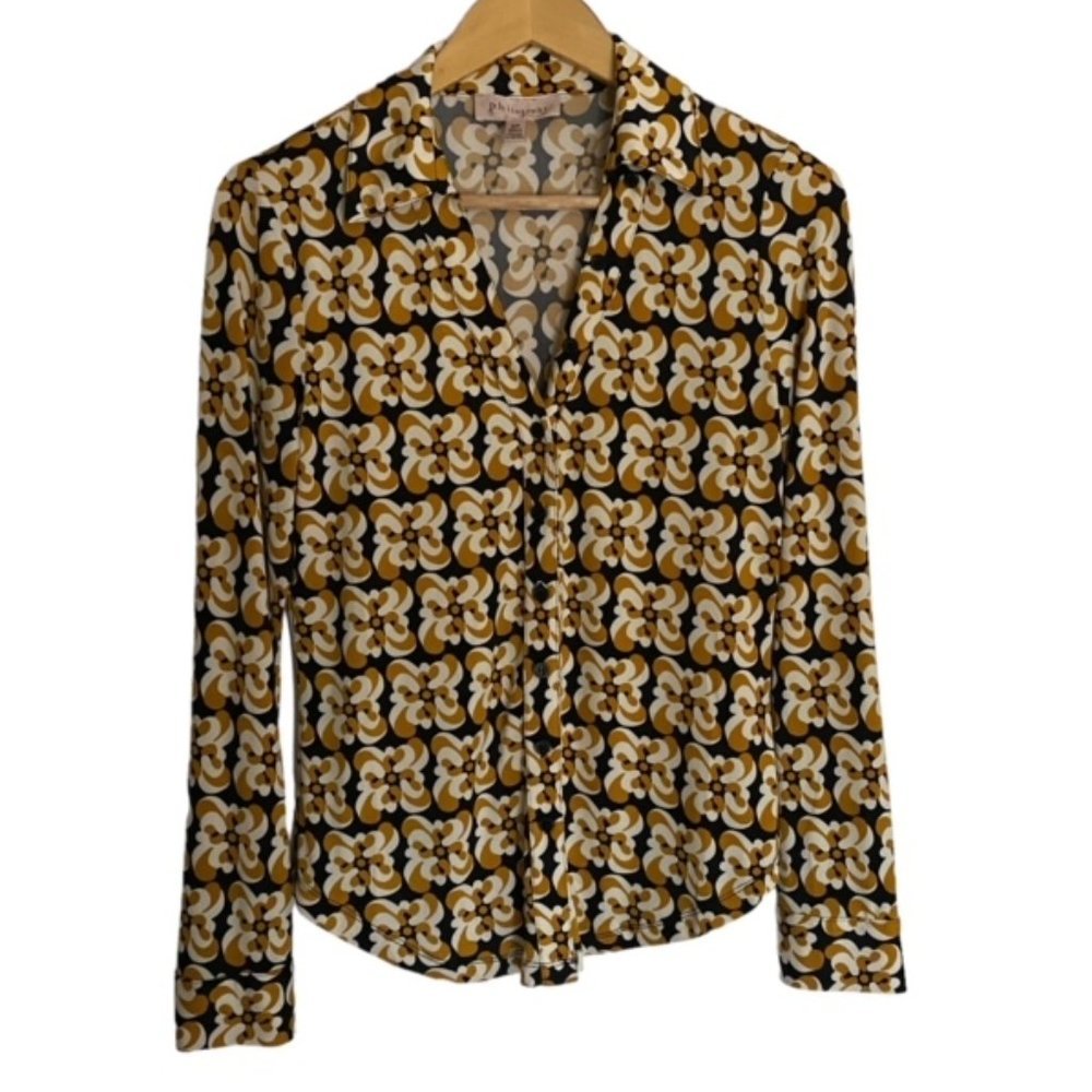 Philosophy Yellow & Black Floral Blouse S/P